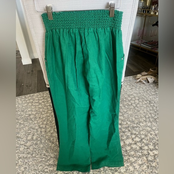 NWT Set of 2 Linen Draw String Ankle Cropped Pants, Tan and Green, M - Picture 9 of 10